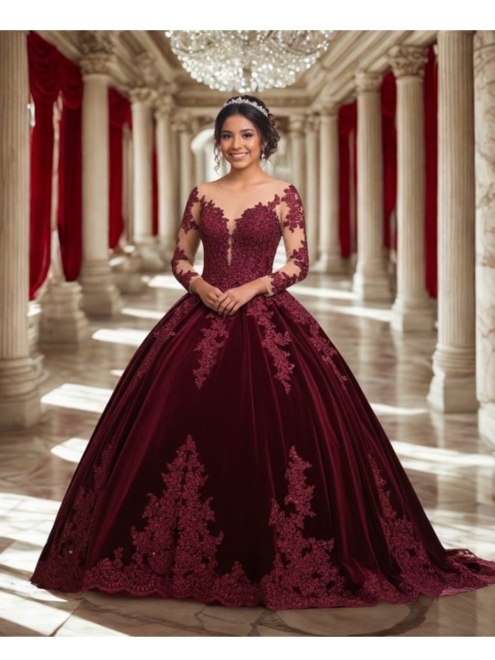 Burgundy Quinceañera Dress